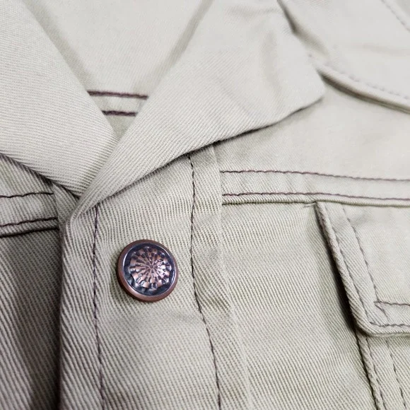 Vintage 70s Trucker Jacket Men Medium Western Permanent Press Snap Front Dagger
